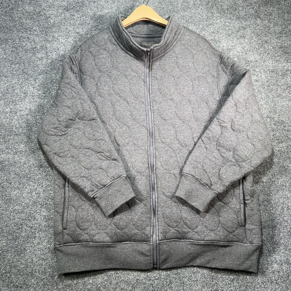 Oak Hill Other - Oak Hill Premium Full Zip Sweater Mens XL Gray 100% Cotton Quilted Double Pocket